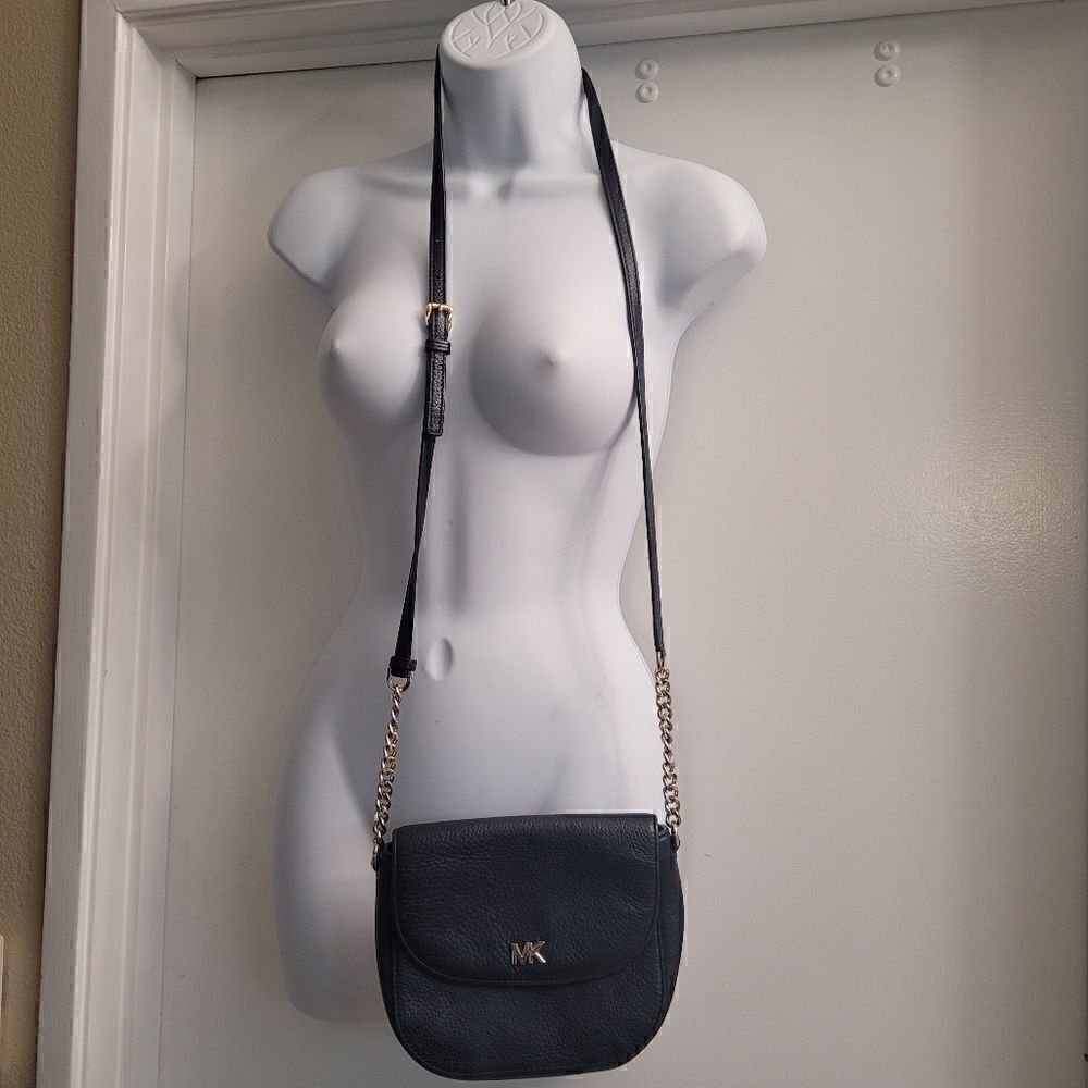 Michael kors midnight blue crossbody with gold chain